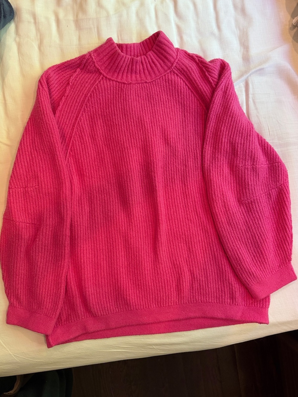 Free People Sunbeam Pink Ribbed Mock Neck Women's Sweater - M